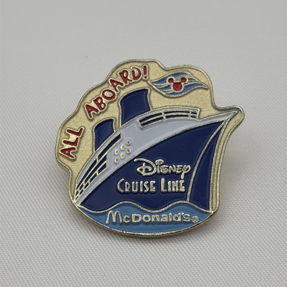 McDonald's Disney Cruise Line "All Aboard!" Ship‎ Mickey Employee Lapel Hat Pin